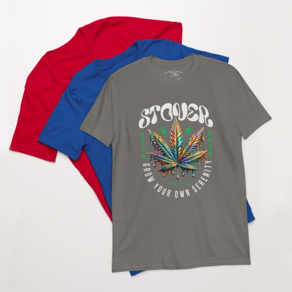 Colorful Metallic Cannabis Leaf Short-Sleeve Unisex T-Shirt - Image 17