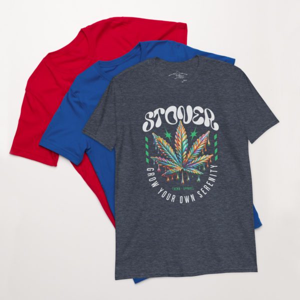 Colorful Metallic Cannabis Leaf Short-Sleeve Unisex T-Shirt - Image 9