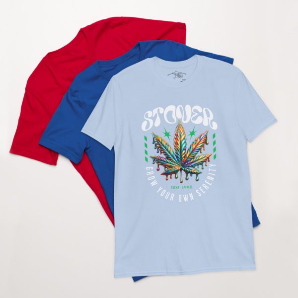 Colorful Metallic Cannabis Leaf Short-Sleeve Unisex T-Shirt - Image 21