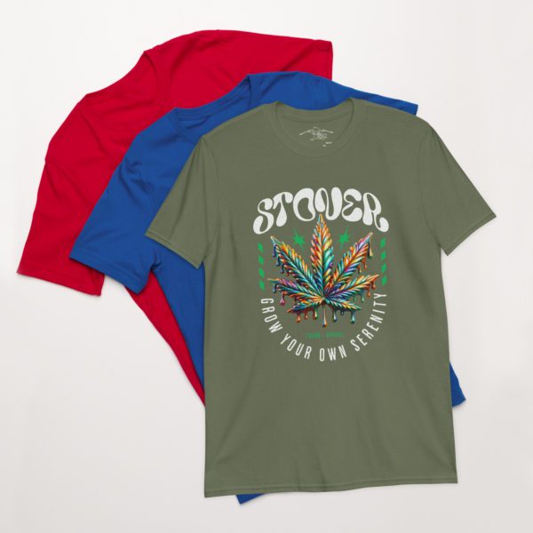 Colorful Metallic Cannabis Leaf Short-Sleeve Unisex T-Shirt - Image 15