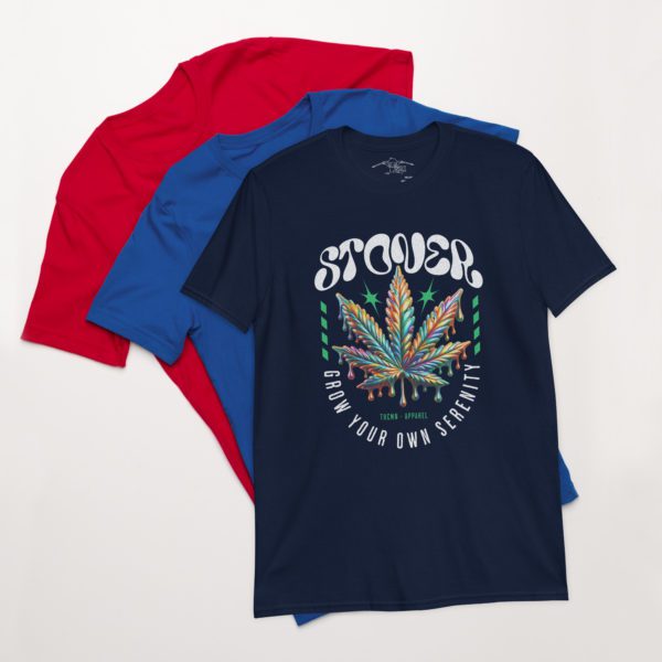 Colorful Metallic Cannabis Leaf Short-Sleeve Unisex T-Shirt - Image 3