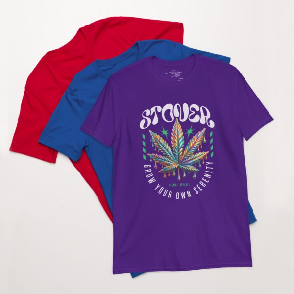 Colorful Metallic Cannabis Leaf Short-Sleeve Unisex T-Shirt - Image 5