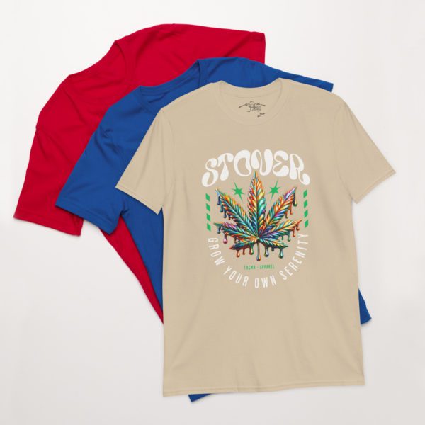 Colorful Metallic Cannabis Leaf Short-Sleeve Unisex T-Shirt - Image 19